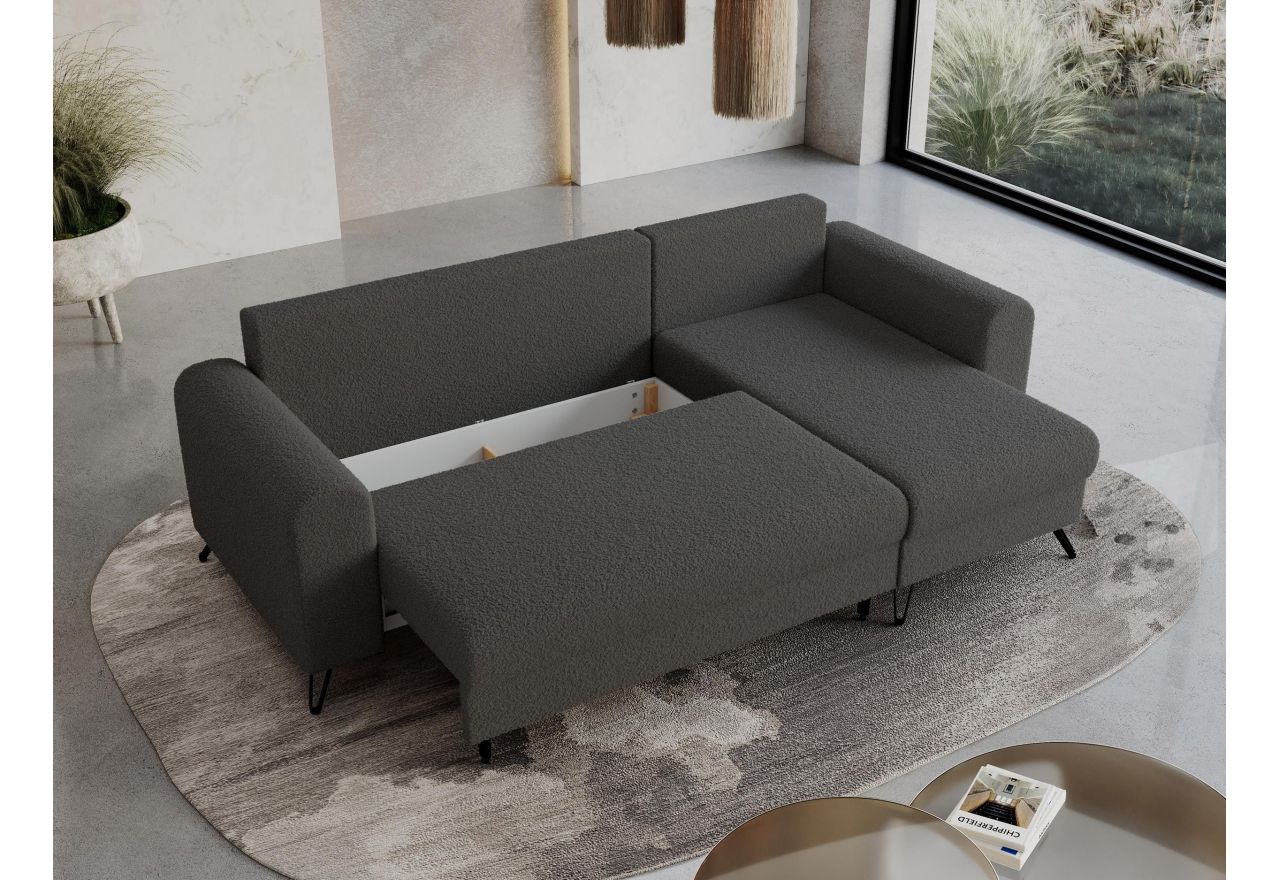 Narożnik HUGO L - uniwersalny - ciemnoszary, boucle