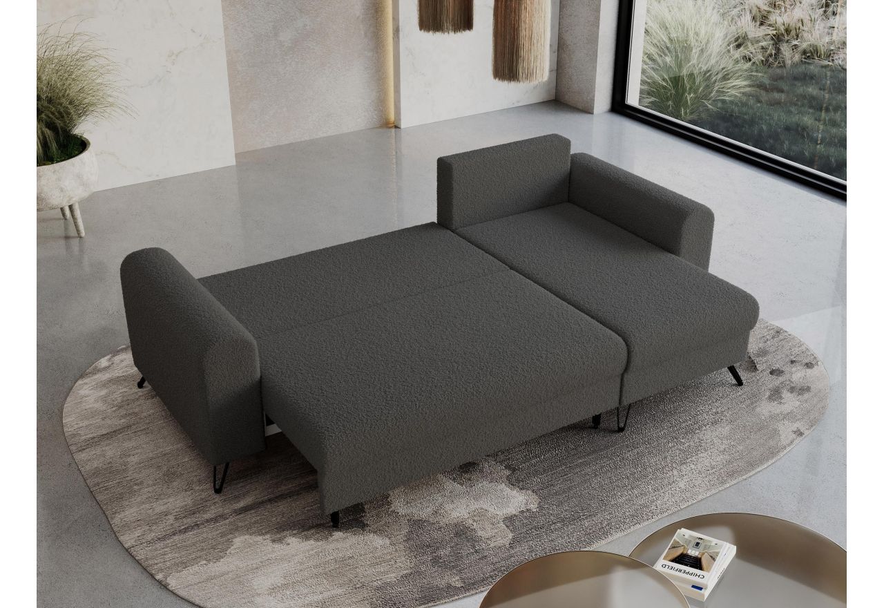 Narożnik HUGO L - uniwersalny - ciemnoszary, boucle