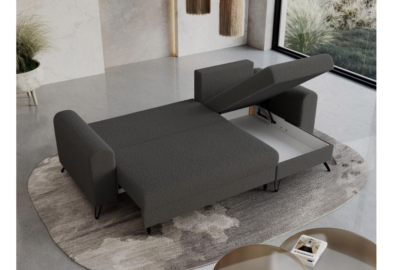 Narożnik HUGO L - uniwersalny - ciemnoszary, boucle