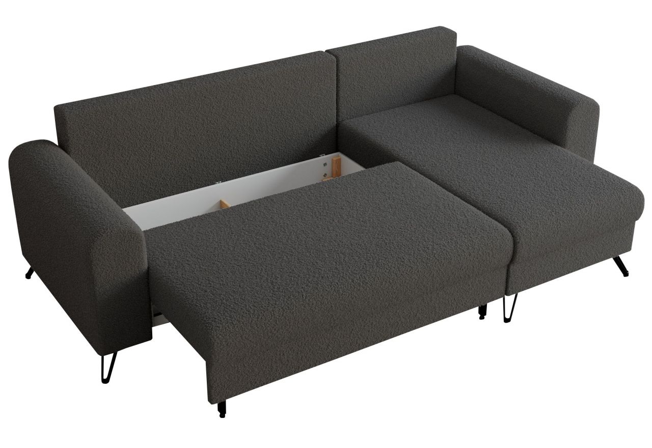 Narożnik HUGO L - uniwersalny - ciemnoszary, boucle