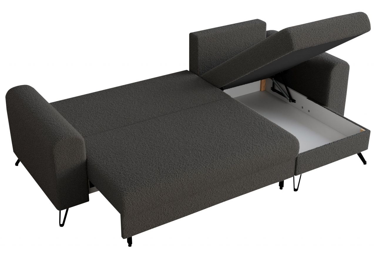 Narożnik HUGO L - uniwersalny - ciemnoszary, boucle