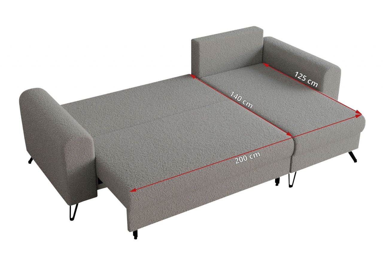 Narożnik HUGO L - uniwersalny - jasnoszary, boucle