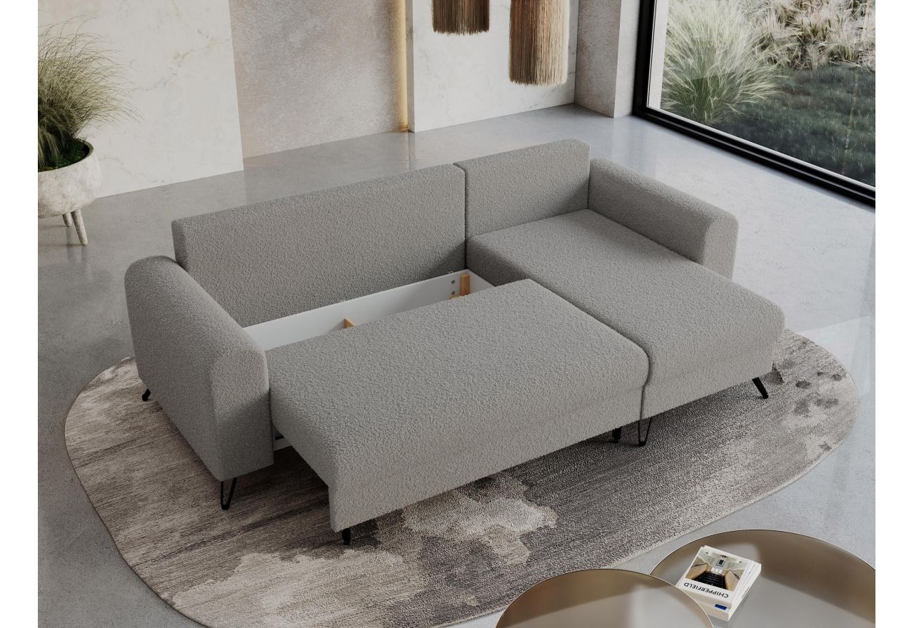 Narożnik HUGO L - uniwersalny - jasnoszary, boucle