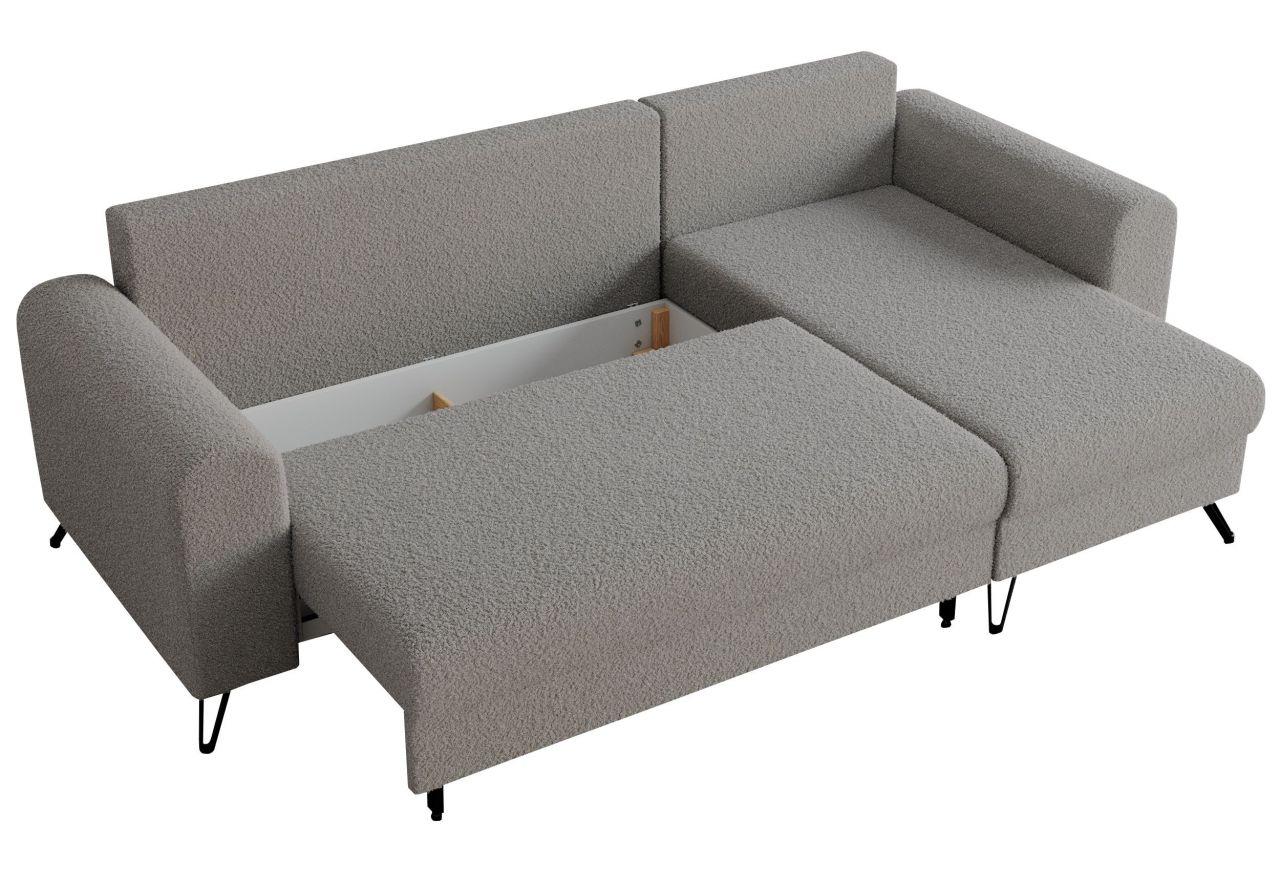 Narożnik HUGO L - uniwersalny - jasnoszary, boucle