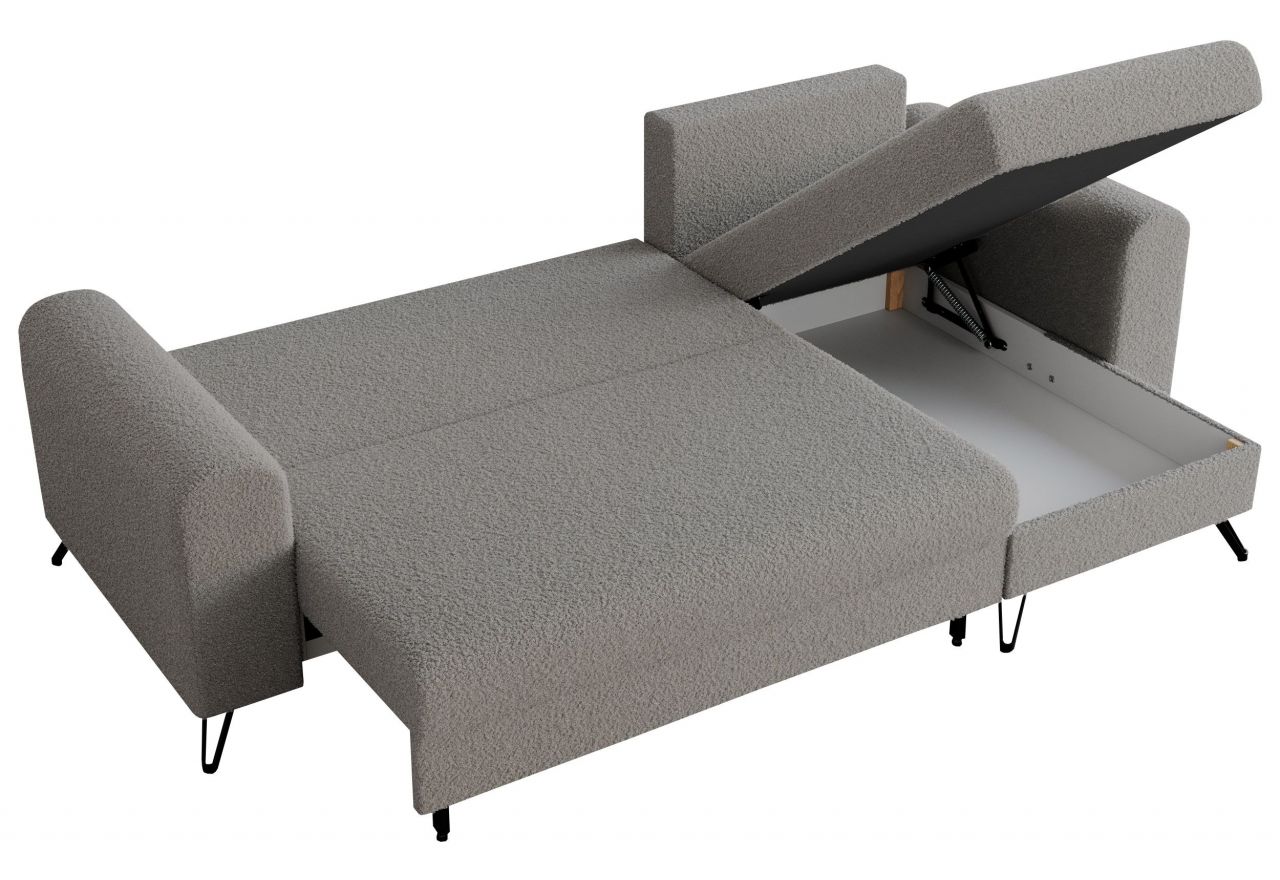 Narożnik HUGO L - uniwersalny - jasnoszary, boucle