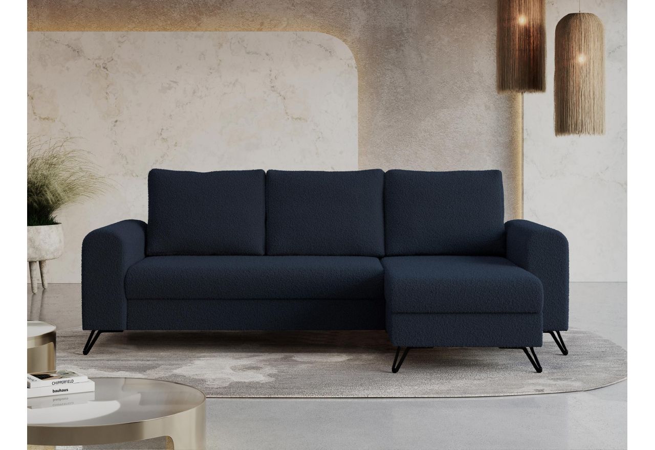 Narożnik HUGO L - uniwersalny - ciemnoniebieski, boucle