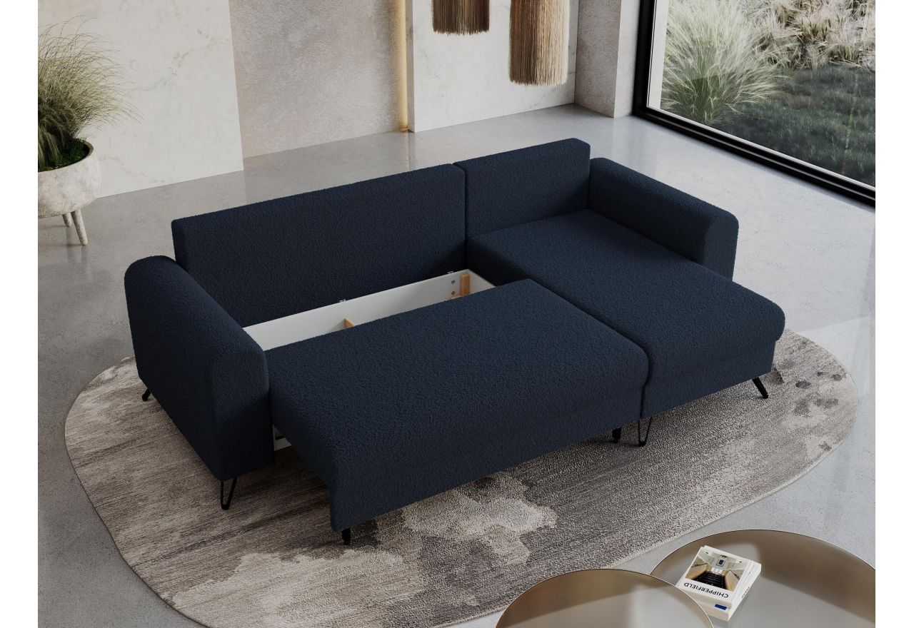 Narożnik HUGO L - uniwersalny - ciemnoniebieski, boucle