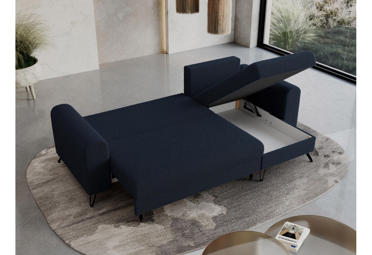 Narożnik HUGO L - uniwersalny - ciemnoniebieski, boucle