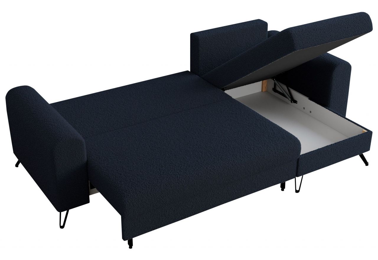 Narożnik HUGO L - uniwersalny - ciemnoniebieski, boucle