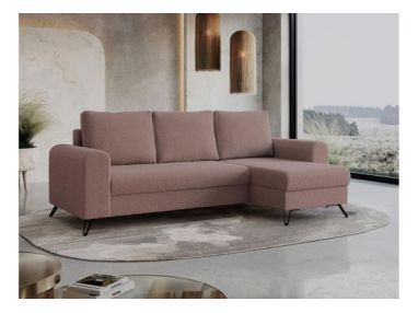 Narożnik HUGO L - uniwersalny - różowy, boucle