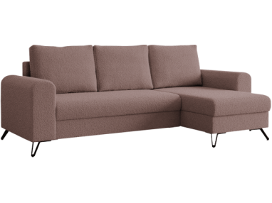 Narożnik HUGO L - uniwersalny - różowy, boucle