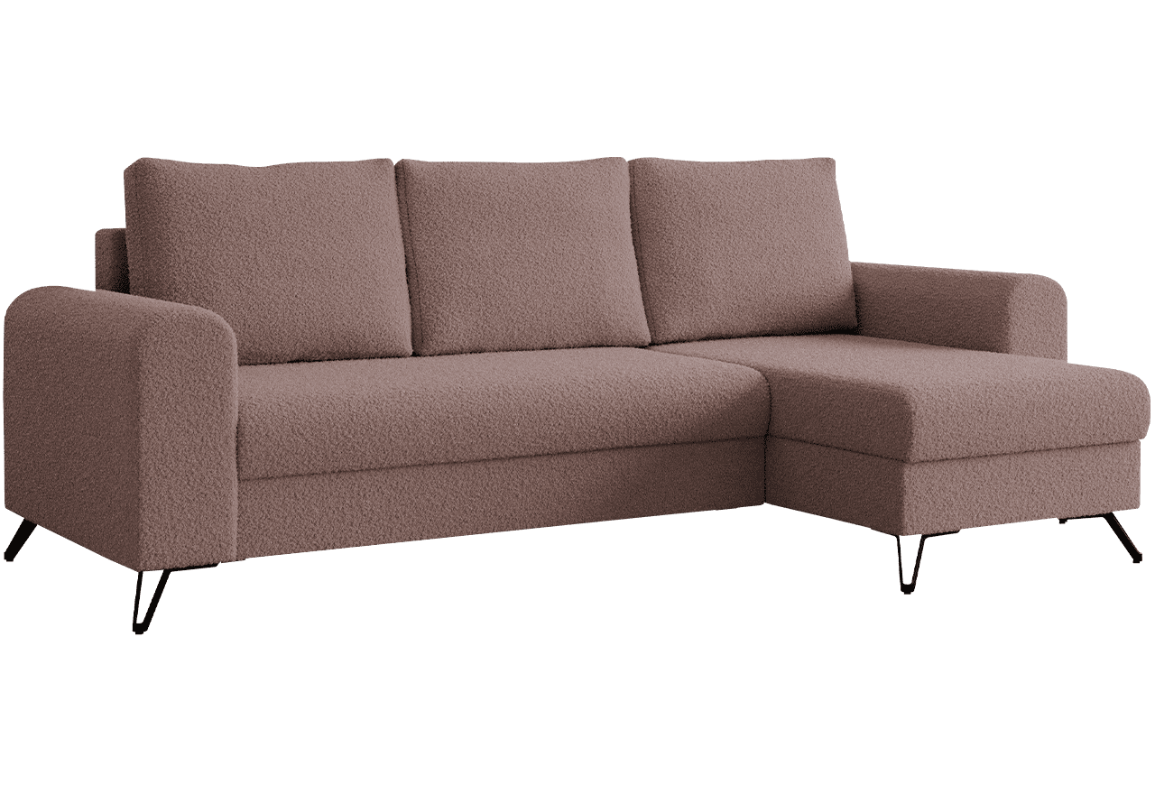 Narożnik HUGO L - uniwersalny - różowy, boucle