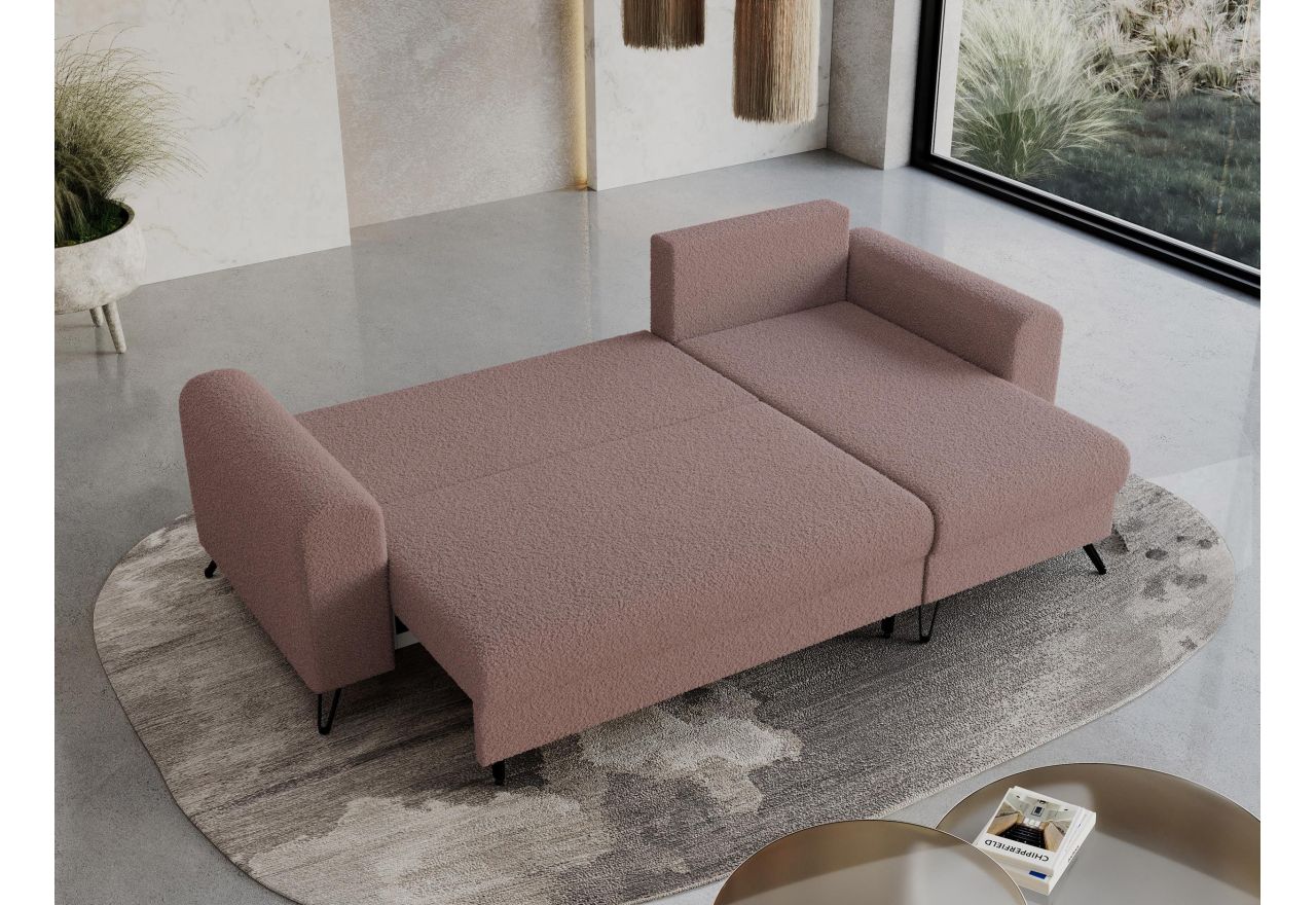 Narożnik HUGO L - uniwersalny - różowy, boucle