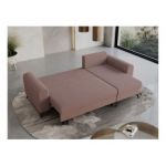 Narożnik HUGO L - uniwersalny - różowy, boucle