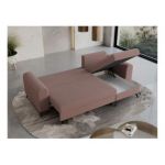 Narożnik HUGO L - uniwersalny - różowy, boucle