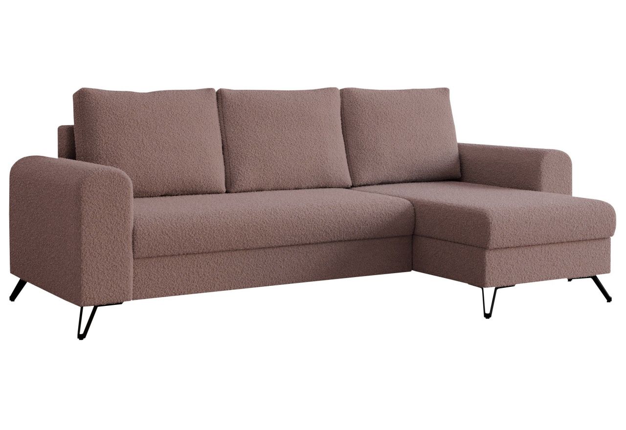 Narożnik HUGO L - uniwersalny - różowy, boucle