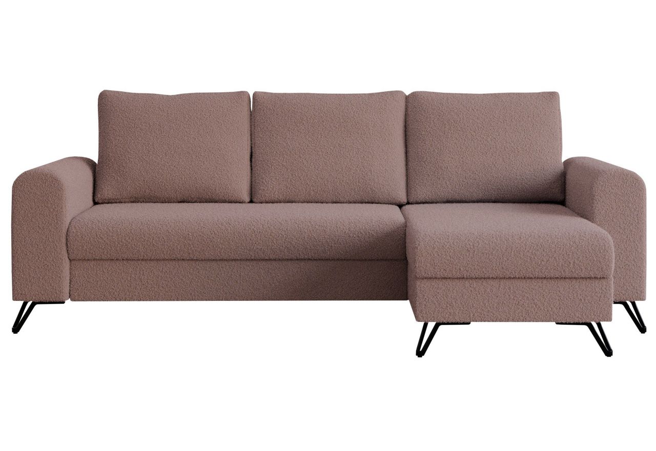 Narożnik HUGO L - uniwersalny - różowy, boucle