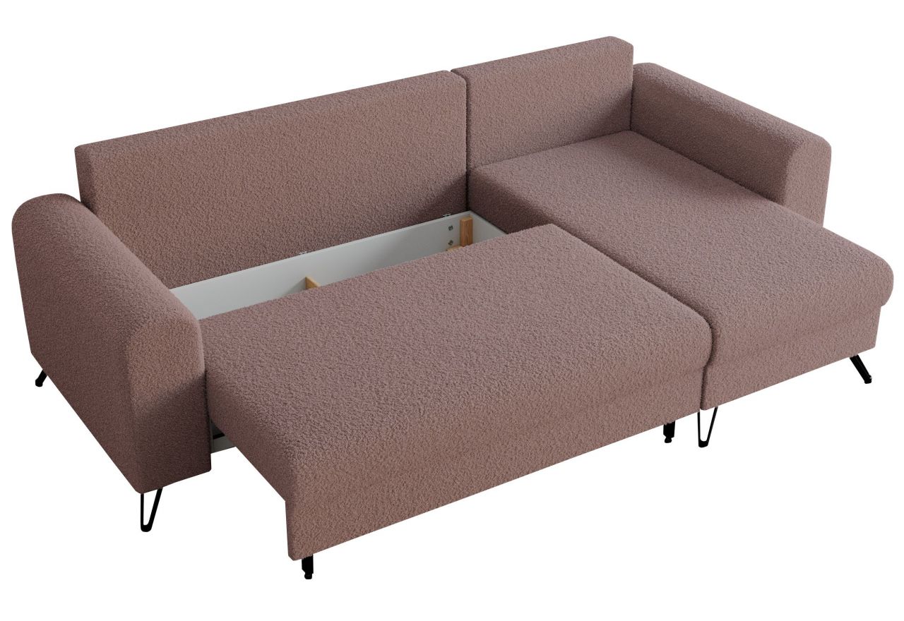 Narożnik HUGO L - uniwersalny - różowy, boucle