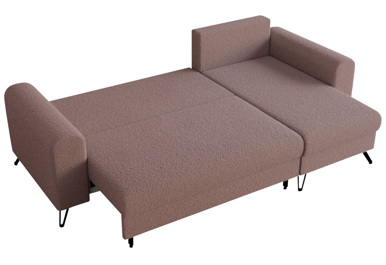 Narożnik HUGO L - uniwersalny - różowy, boucle