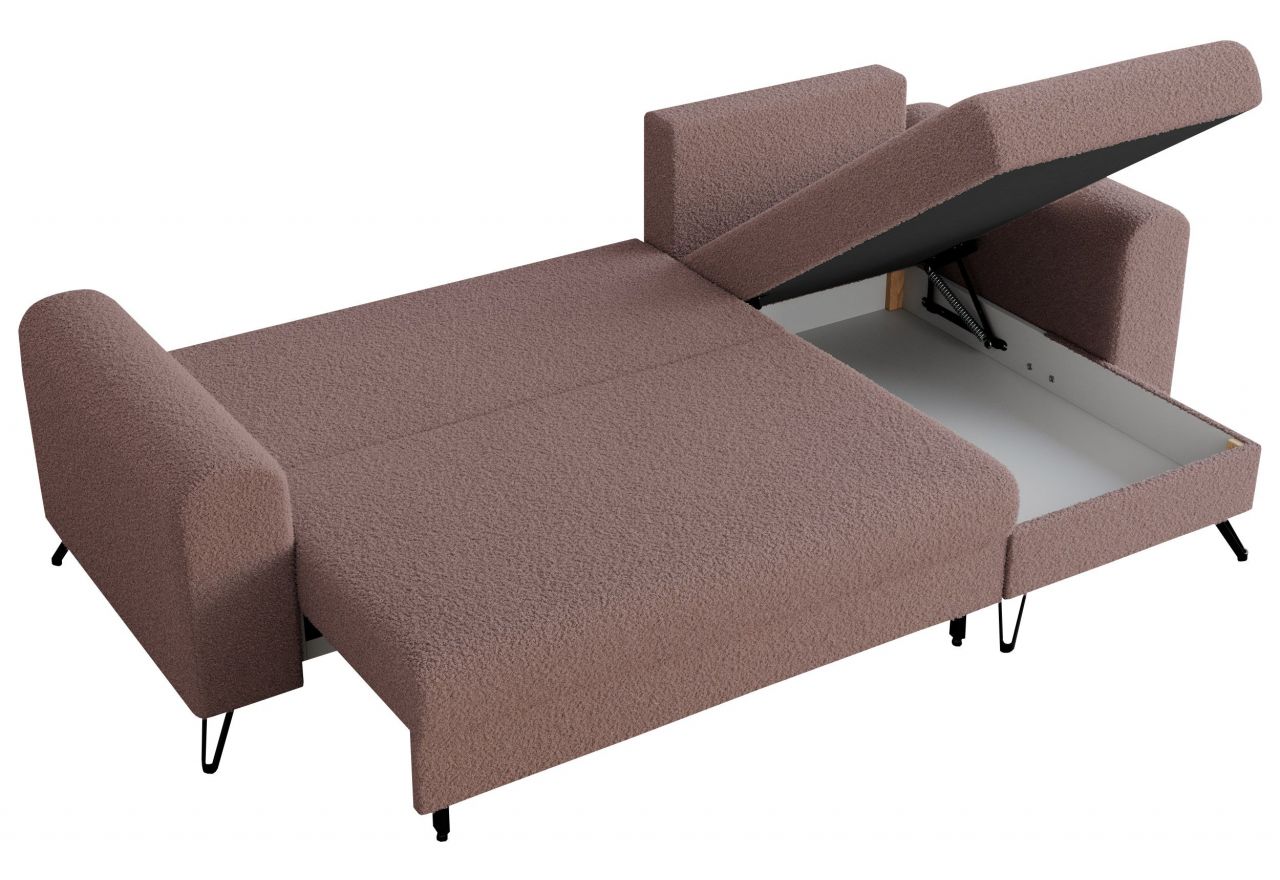 Narożnik HUGO L - uniwersalny - różowy, boucle