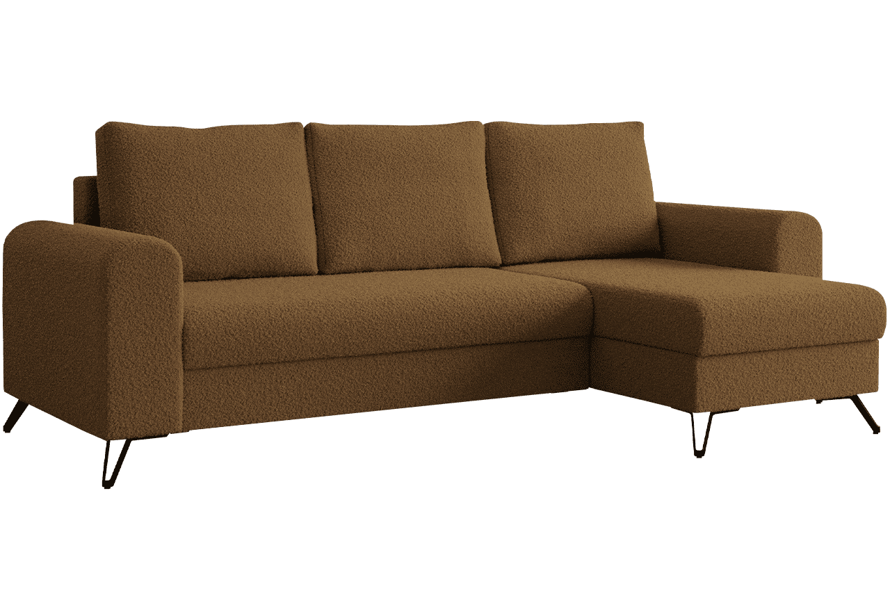 Narożnik HUGO L - uniwersalny - brązowy, boucle