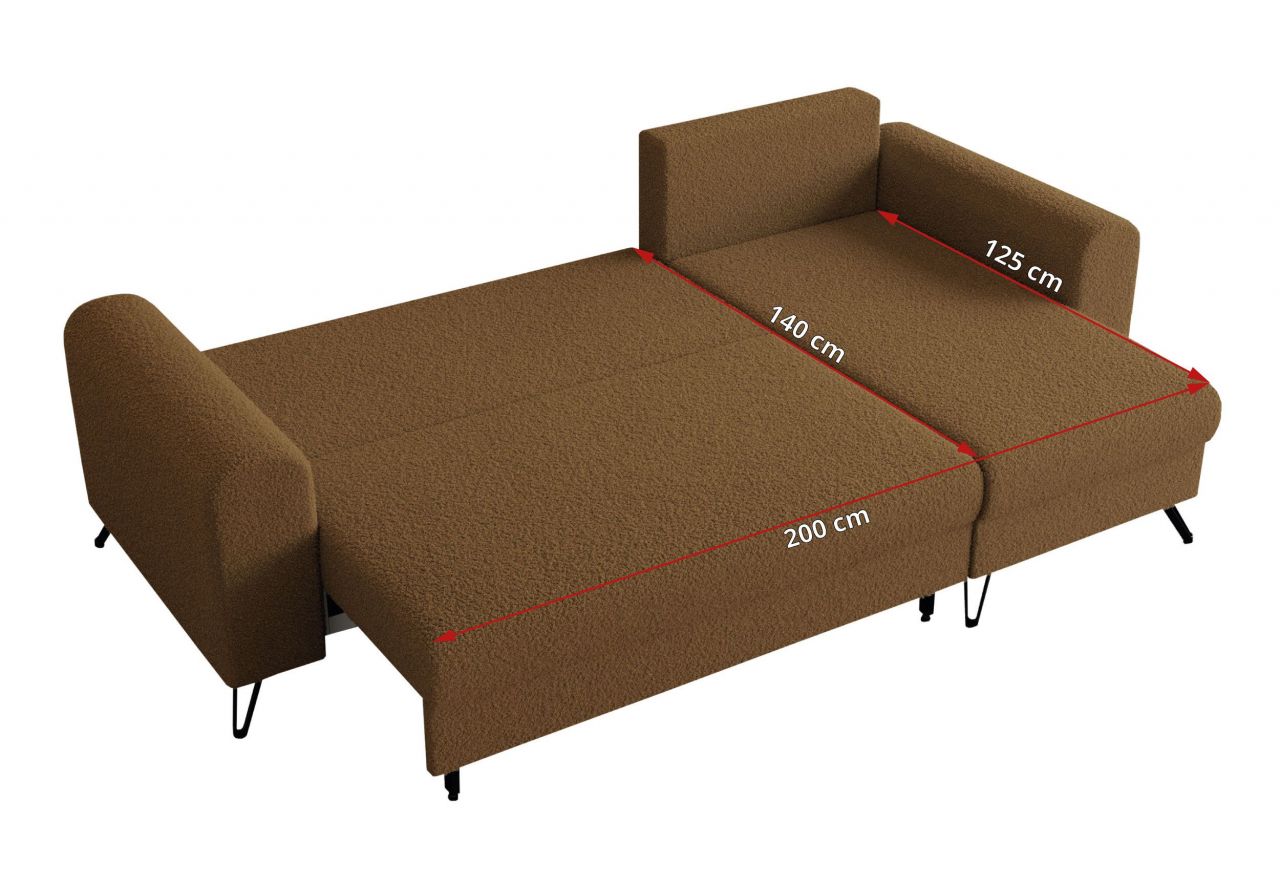 Narożnik HUGO L - uniwersalny - brązowy, boucle