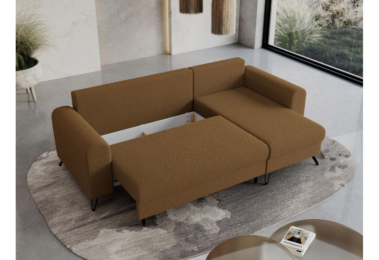 Narożnik HUGO L - uniwersalny - brązowy, boucle