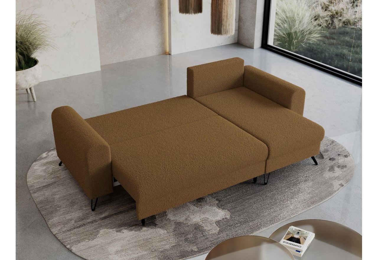 Narożnik HUGO L - uniwersalny - brązowy, boucle