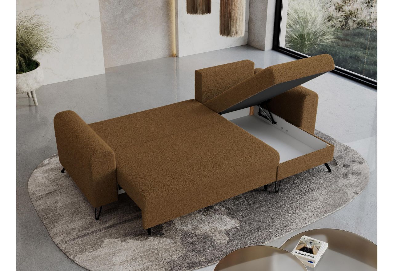 Narożnik HUGO L - uniwersalny - brązowy, boucle