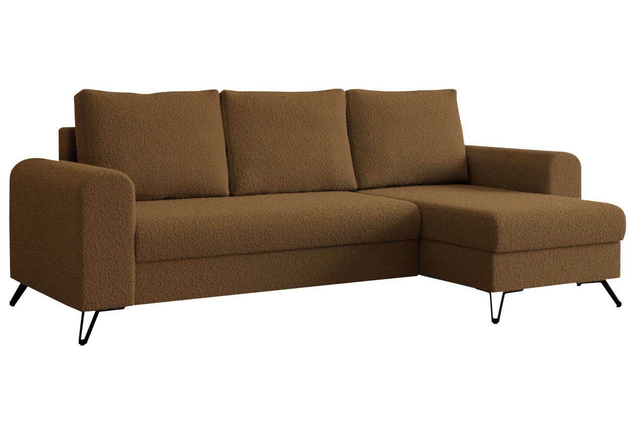 Narożnik HUGO L - uniwersalny - brązowy, boucle