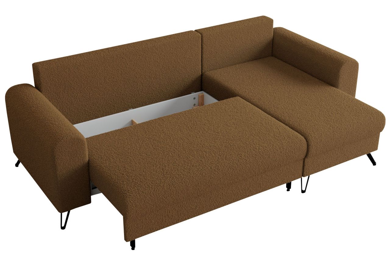 Narożnik HUGO L - uniwersalny - brązowy, boucle