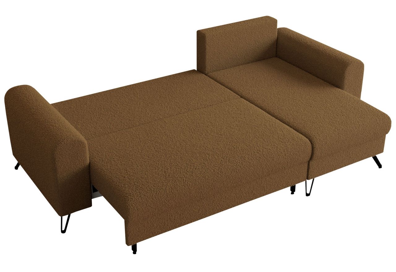 Narożnik HUGO L - uniwersalny - brązowy, boucle