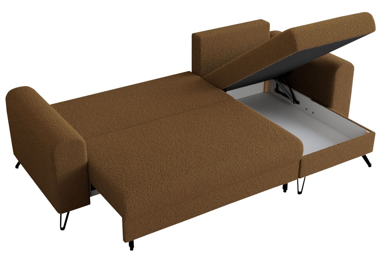 Narożnik HUGO L - uniwersalny - brązowy, boucle