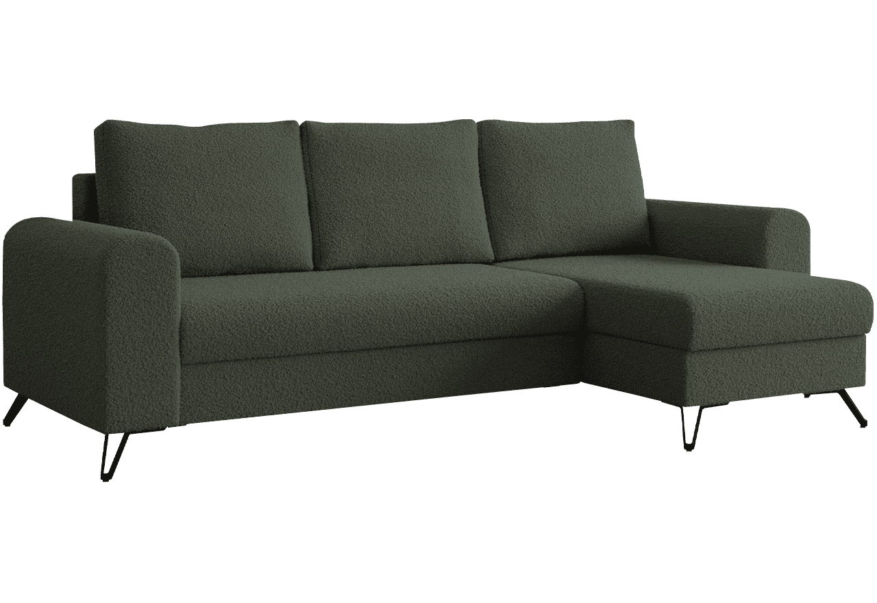 Narożnik HUGO L - uniwersalny - zielony, boucle