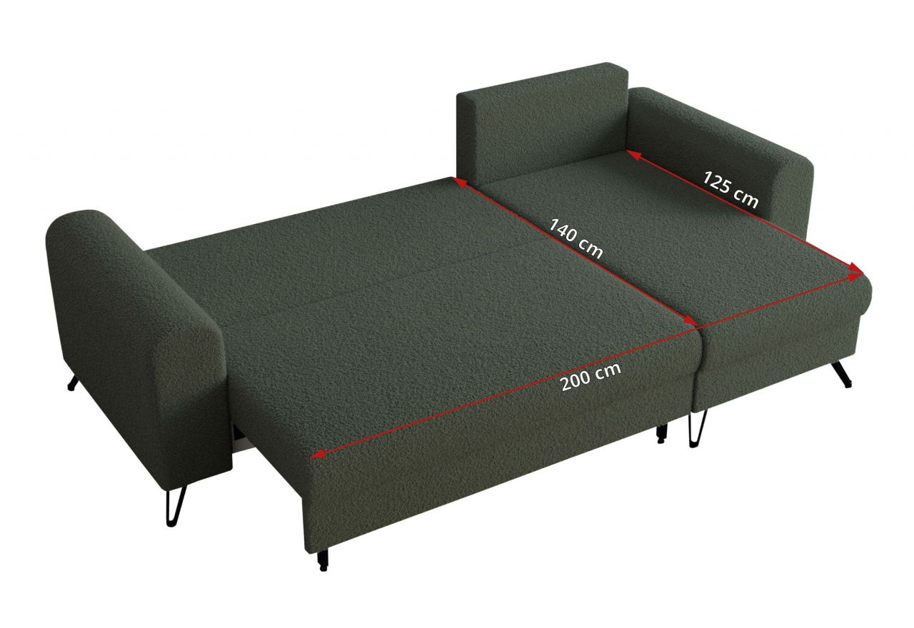 Narożnik HUGO L - uniwersalny - zielony, boucle