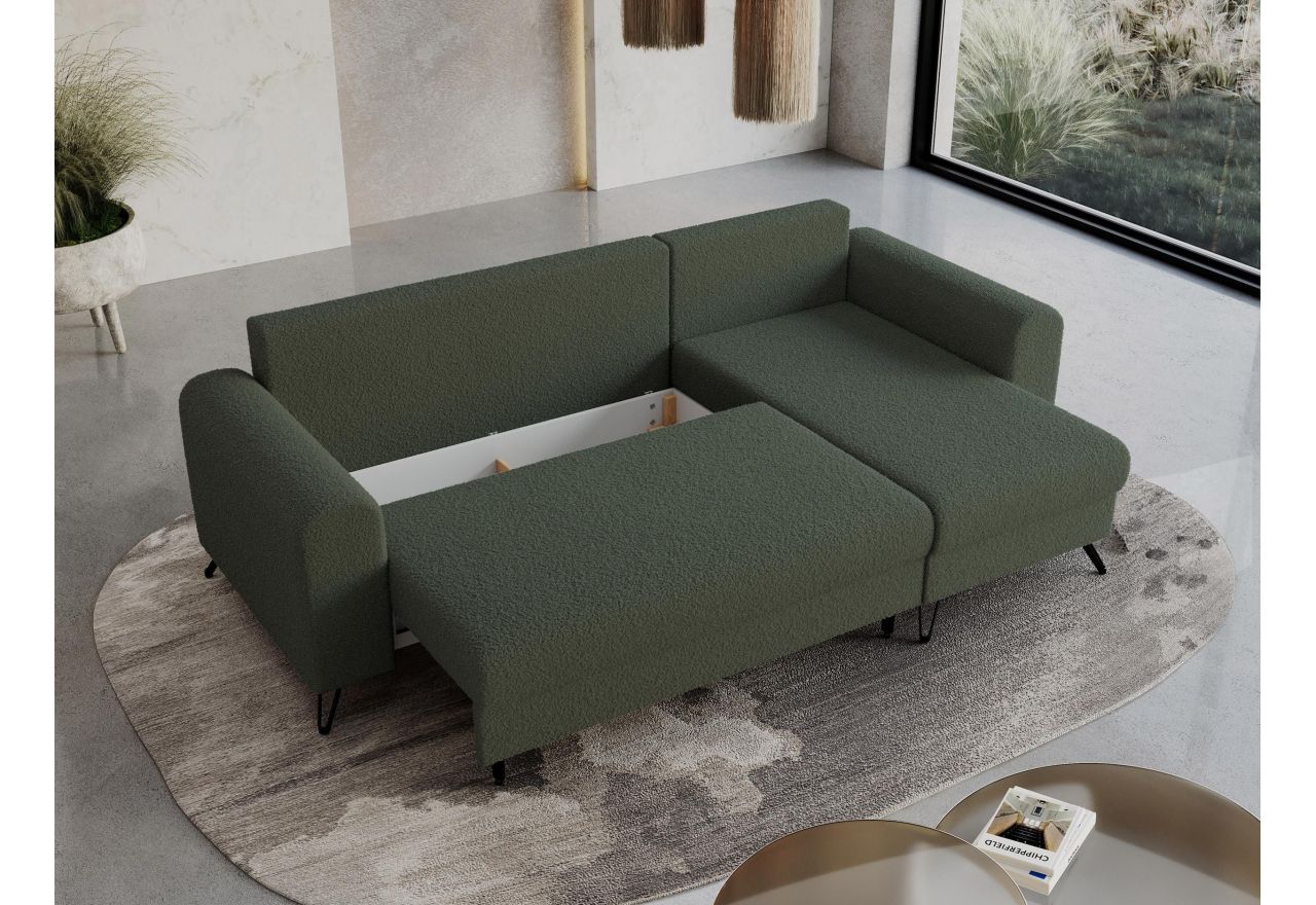 Narożnik HUGO L - uniwersalny - zielony, boucle