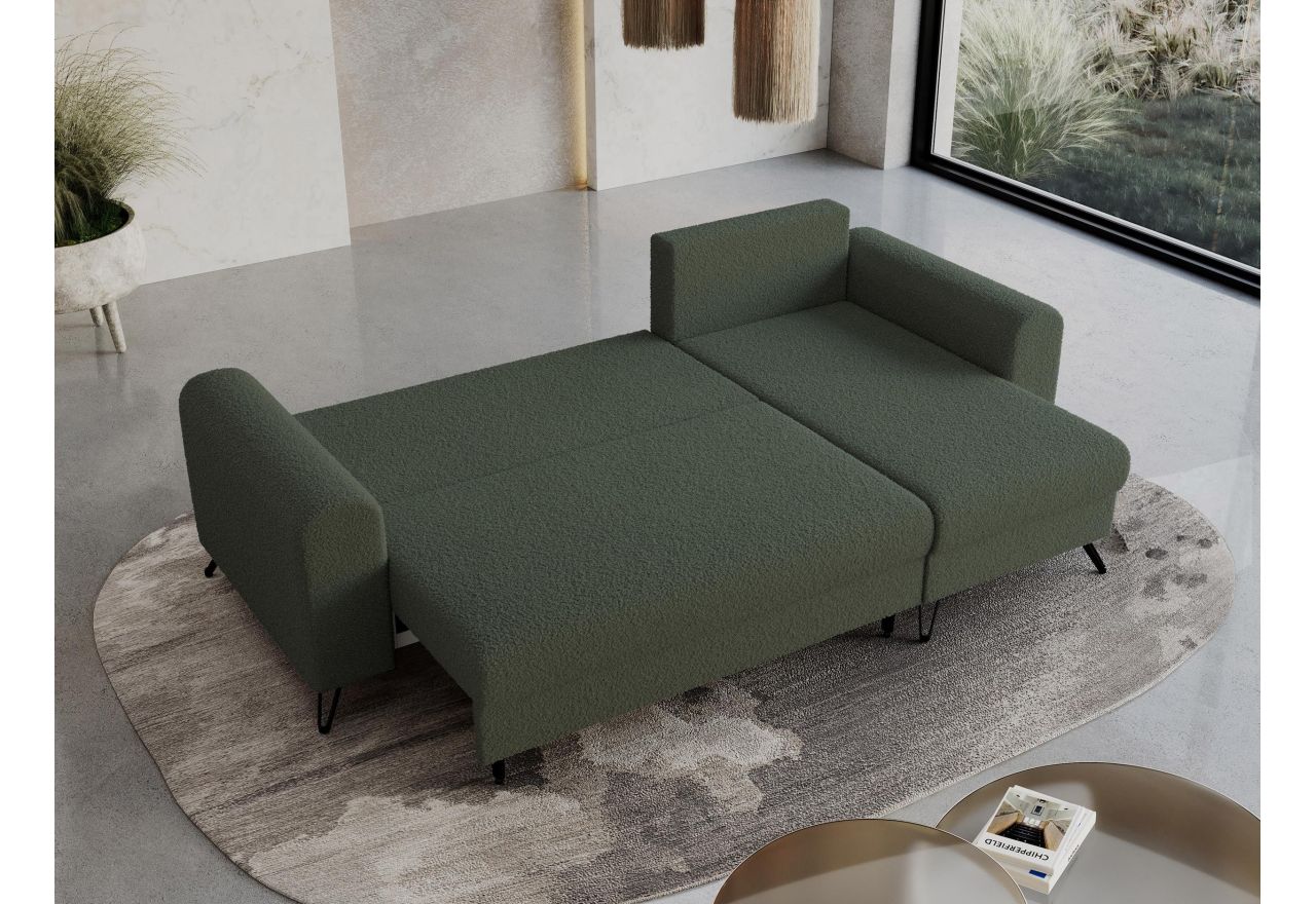 Narożnik HUGO L - uniwersalny - zielony, boucle