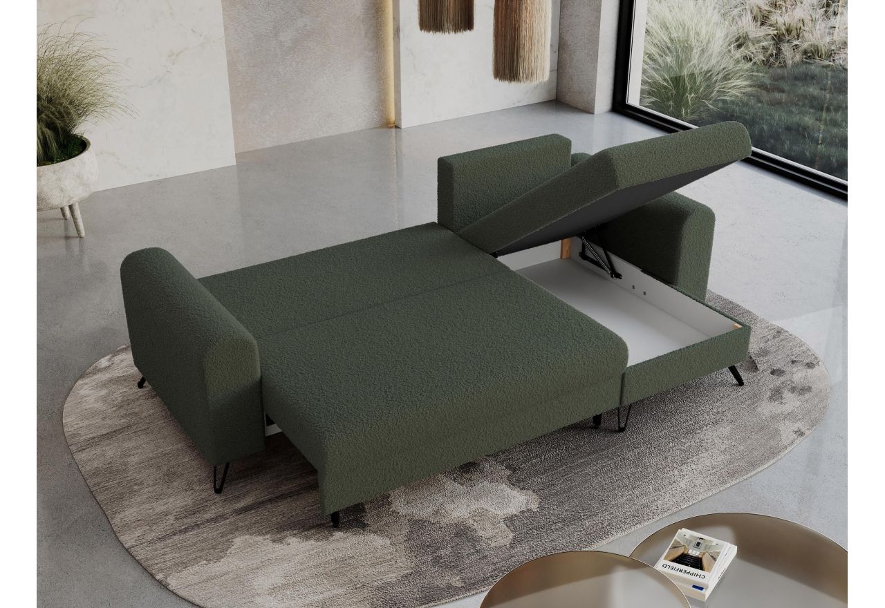 Narożnik HUGO L - uniwersalny - zielony, boucle