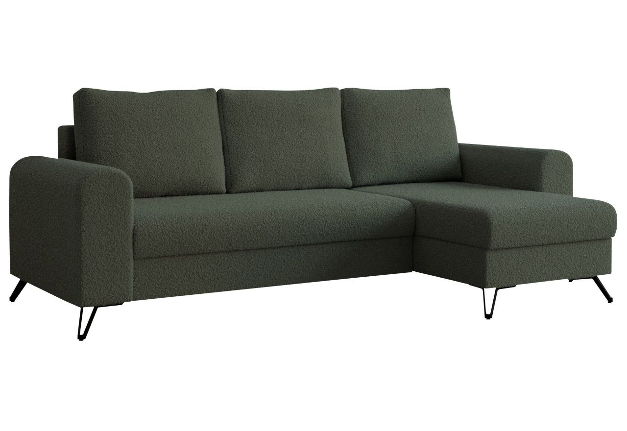 Narożnik HUGO L - uniwersalny - zielony, boucle