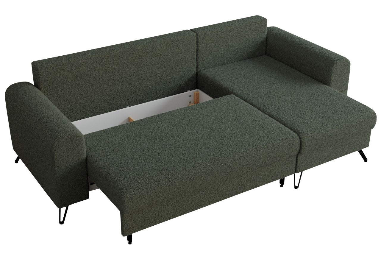 Narożnik HUGO L - uniwersalny - zielony, boucle