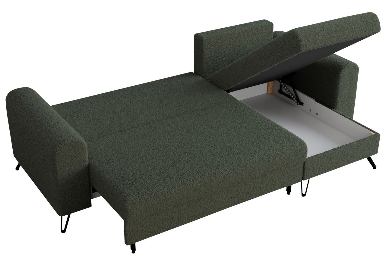 Narożnik HUGO L - uniwersalny - zielony, boucle