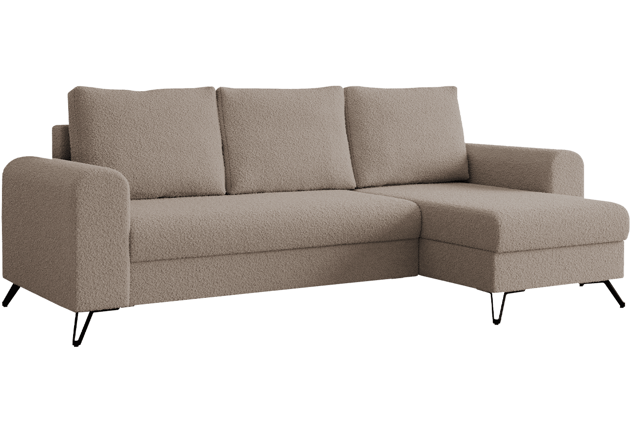 Narożnik HUGO L - uniwersalny - jasnobrązowy, boucle