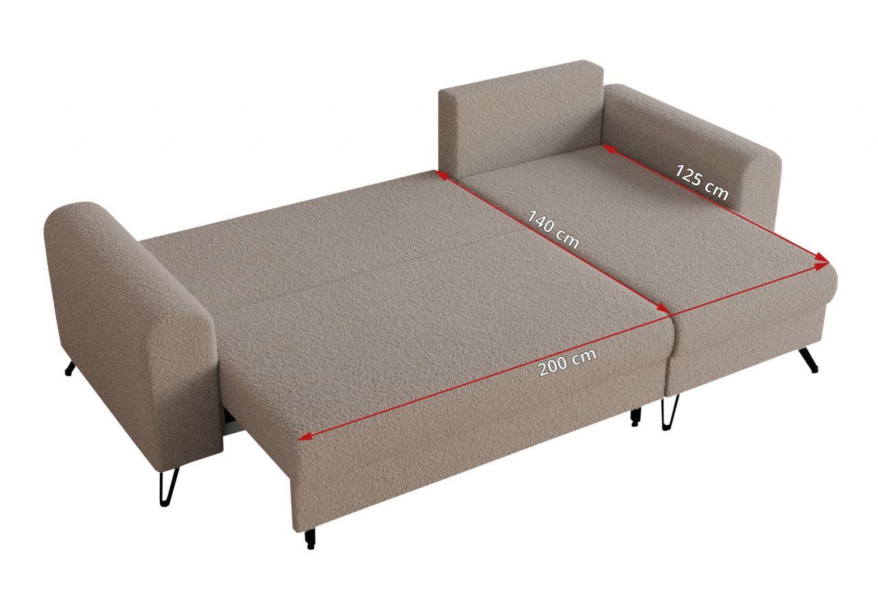 Narożnik HUGO L - uniwersalny - jasnobrązowy, boucle