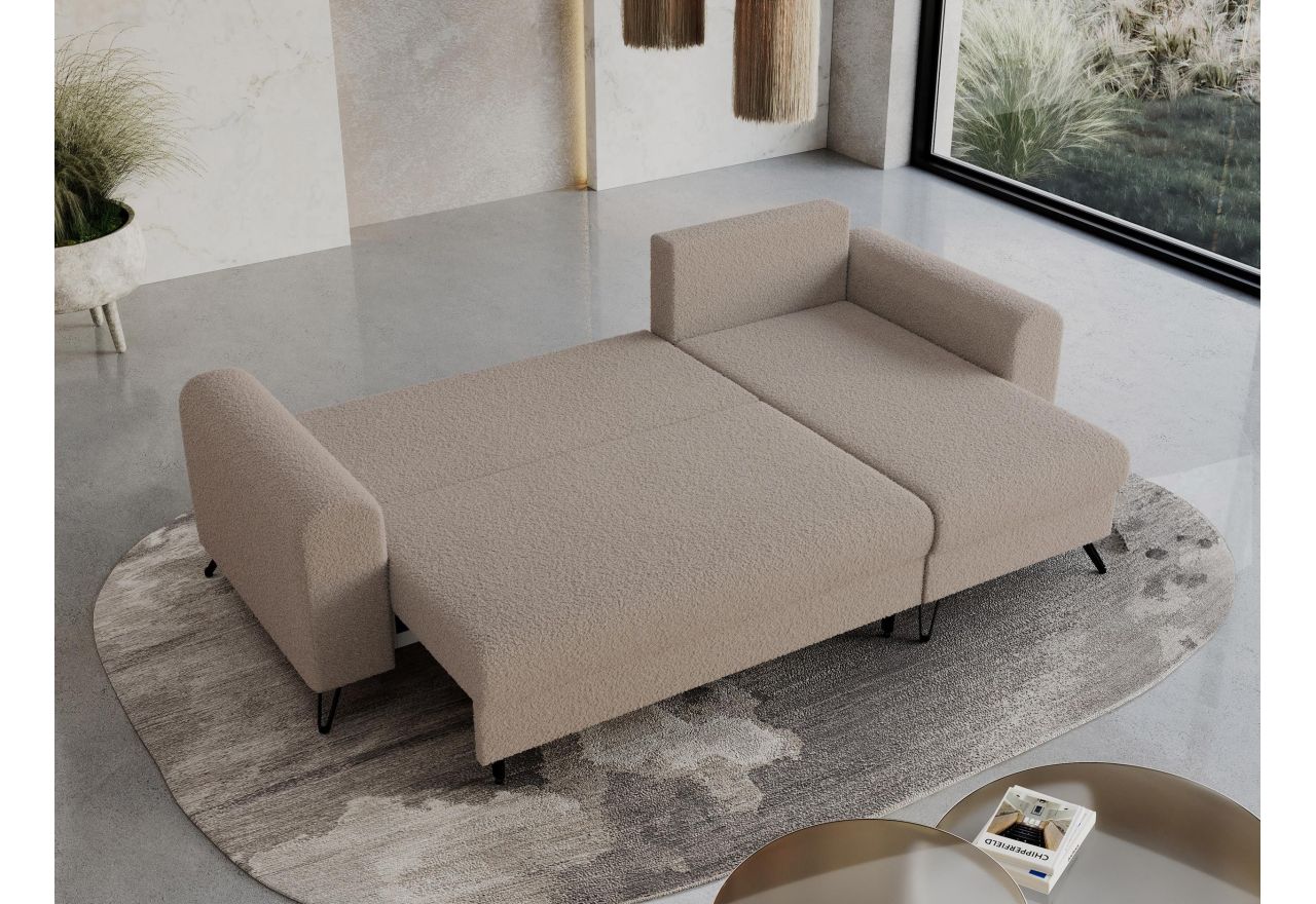 Narożnik HUGO L - uniwersalny - jasnobrązowy, boucle