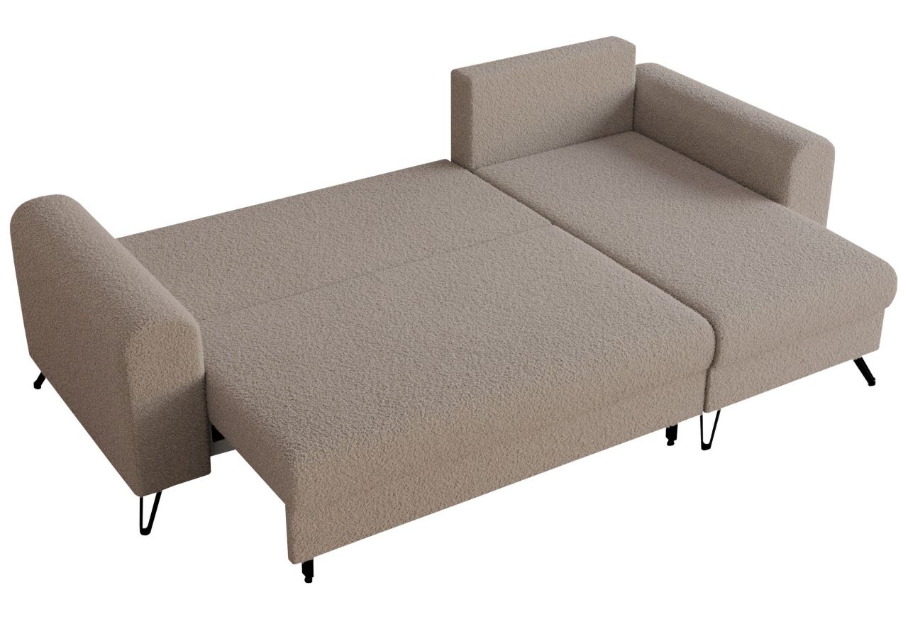 Narożnik HUGO L - uniwersalny - jasnobrązowy, boucle