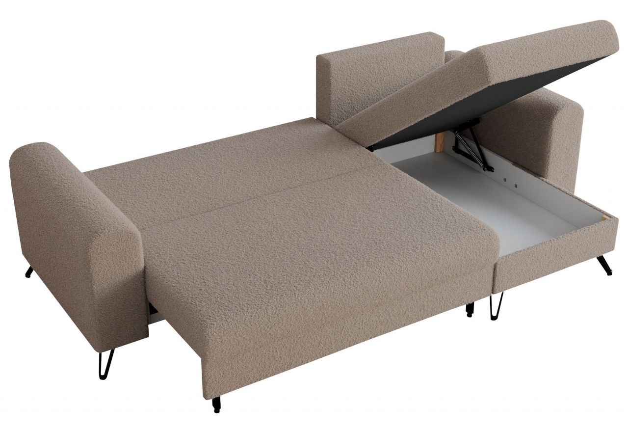 Narożnik HUGO L - uniwersalny - jasnobrązowy, boucle