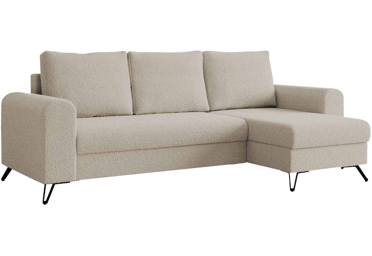 Narożnik HUGO L - uniwersalny - kremowy, boucle