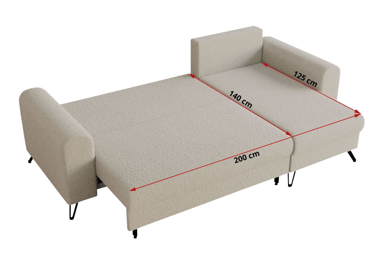 Narożnik HUGO L - uniwersalny - kremowy, boucle