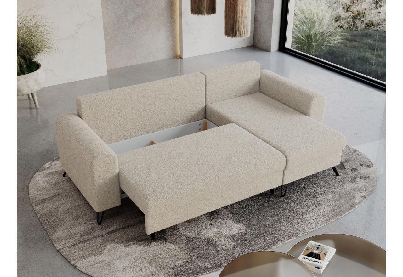 Narożnik HUGO L - uniwersalny - kremowy, boucle