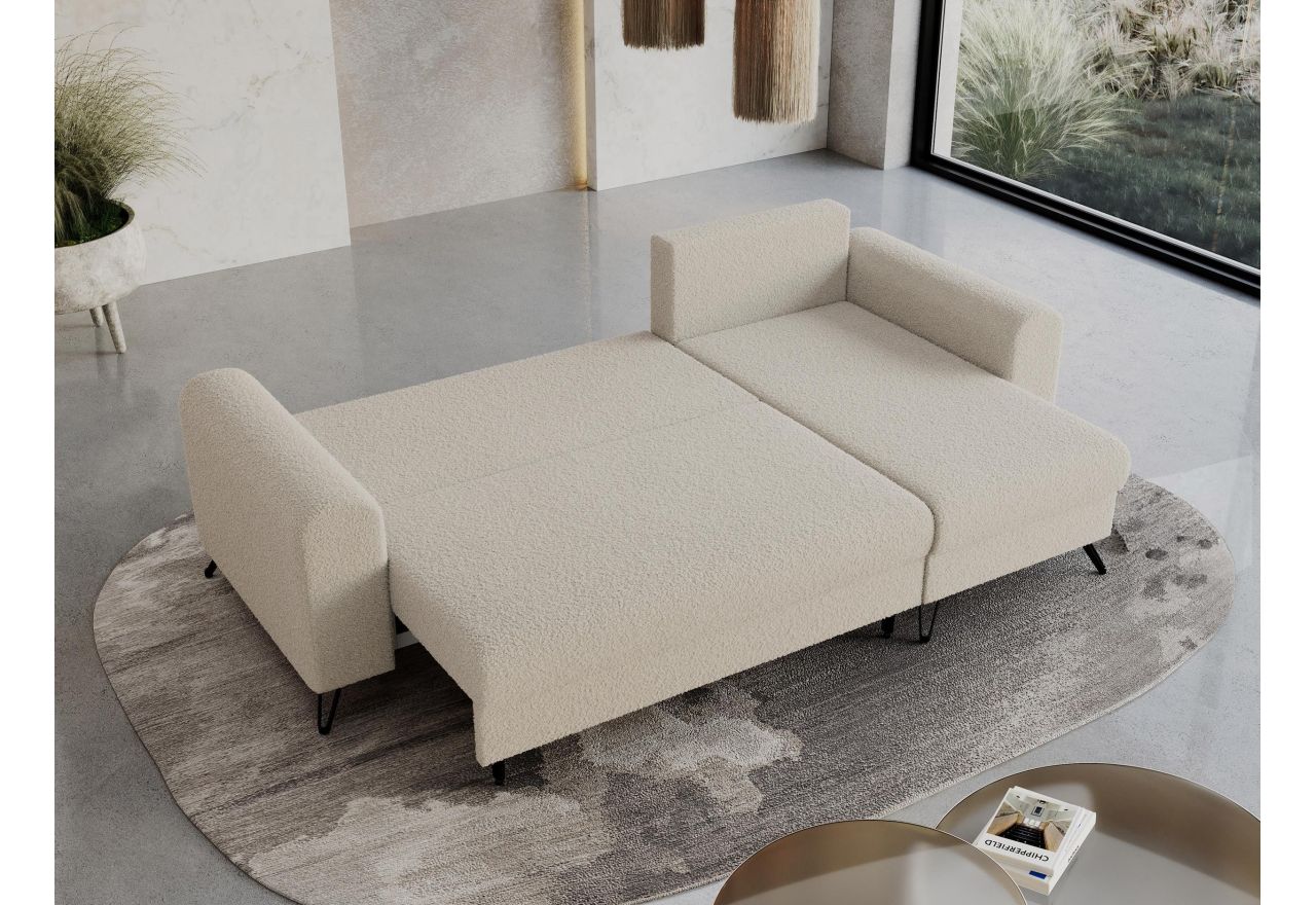 Narożnik HUGO L - uniwersalny - kremowy, boucle